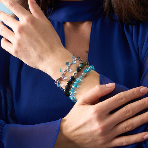 Bracelet boule à neige en verre avec motif de glace aigue-marine | Firefly
